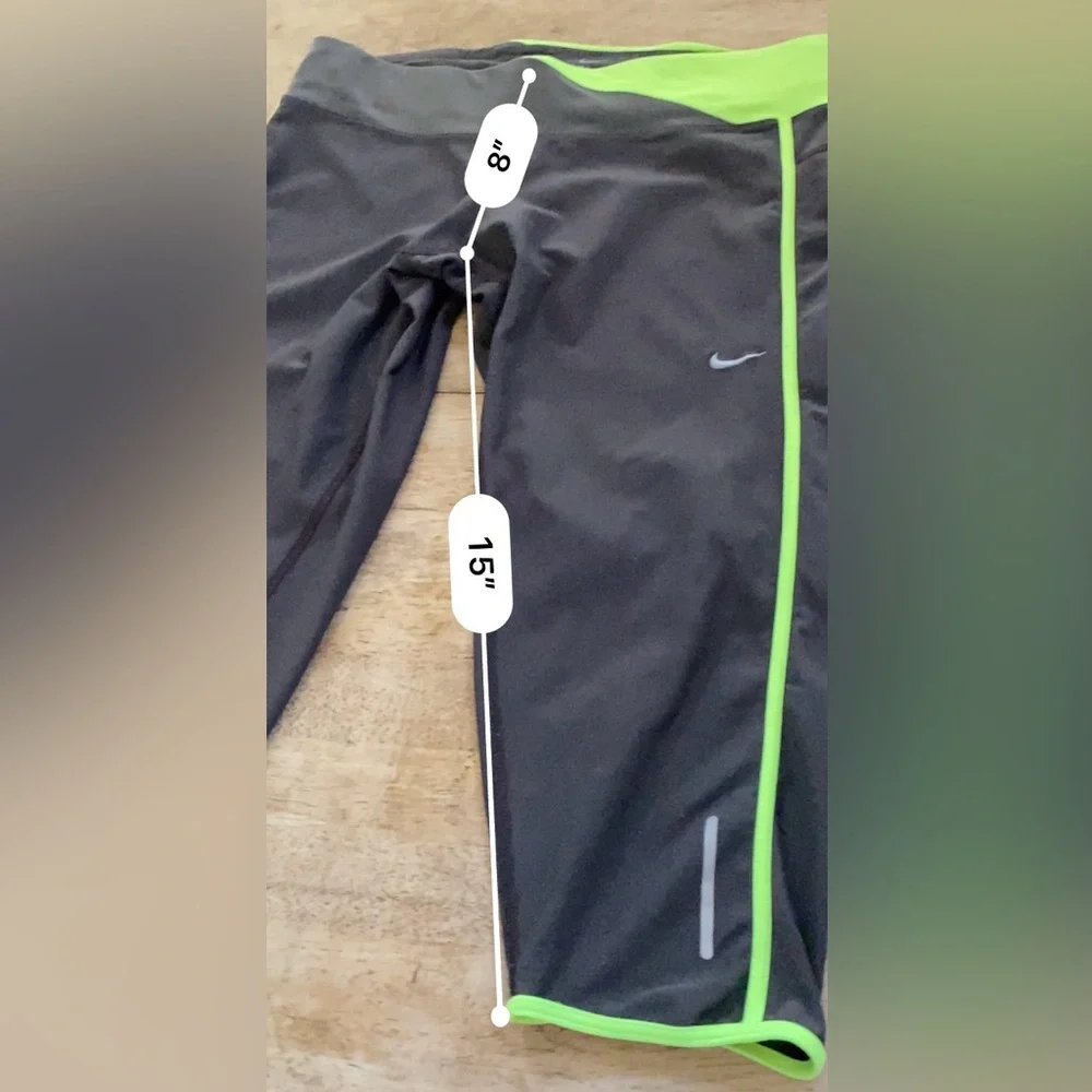 Nike Dri Fit Women’s‎ Sz L Dk Gray Capri Athletic Running Leggings - Picture 12 of 13